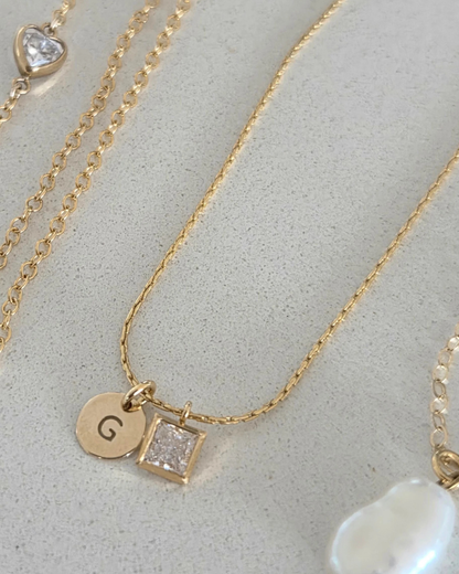 The Square Signature Initial Necklace