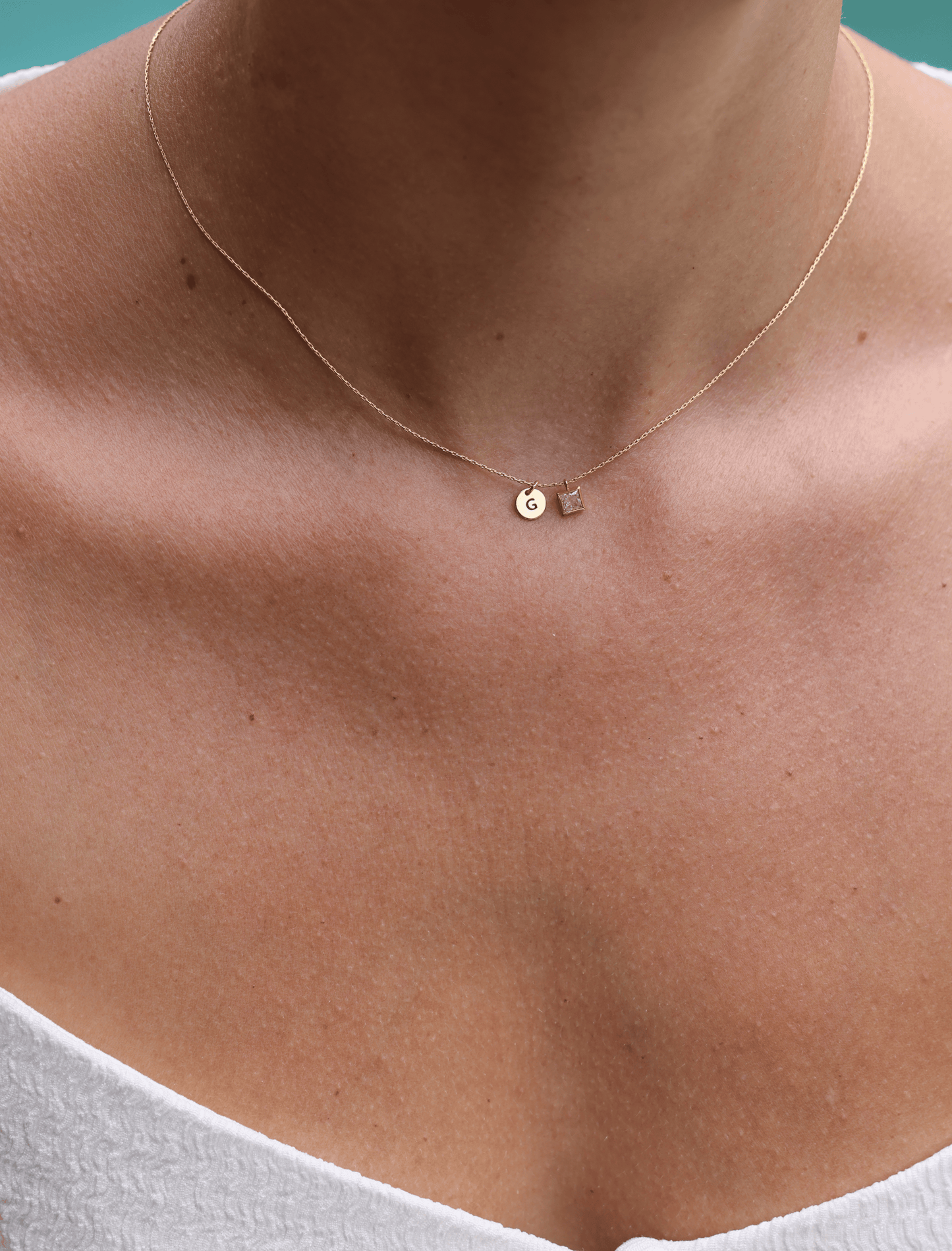 The Square Signature Initial Necklace