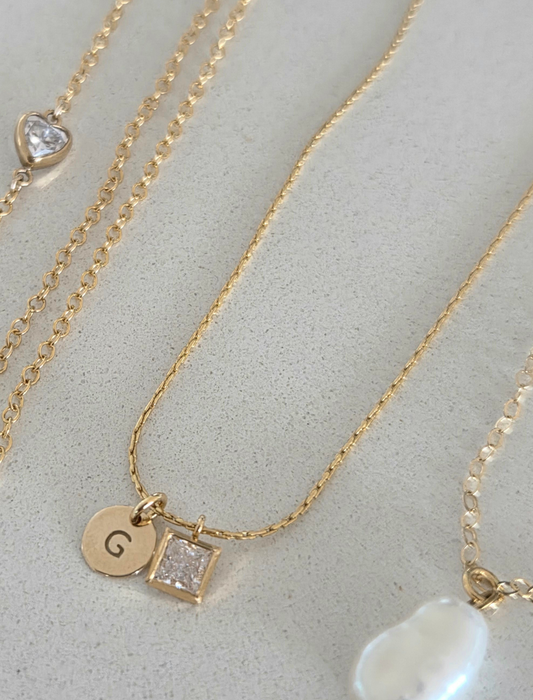 The Square Signature Initial Necklace