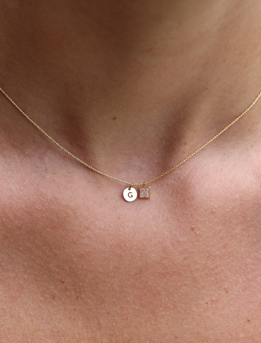 The Square Signature Initial Necklace